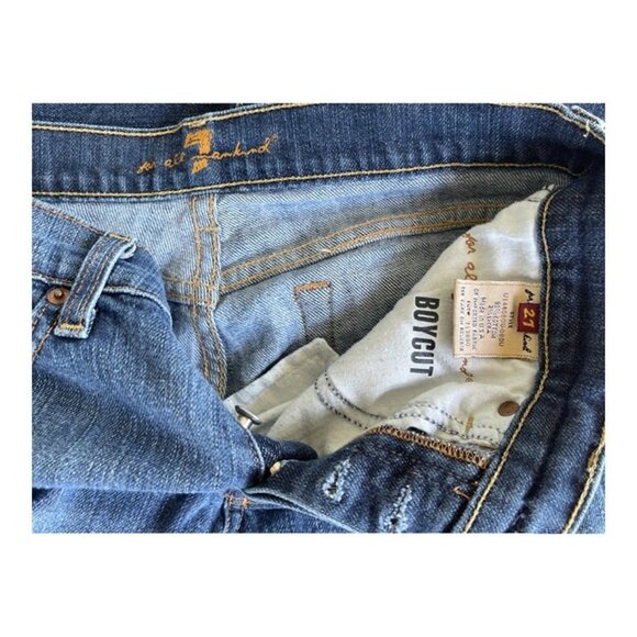 7 For All Mankind Boy Cut Low-Rise Button-Fly Ladies Jeans - Size 27 - Picture 5 of 7